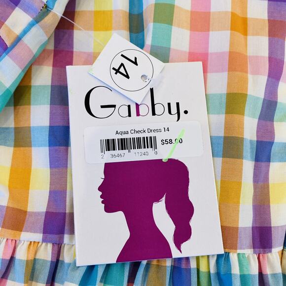 NWT Gabby 14Y Aqua Check Dress - Picture 6 of 8